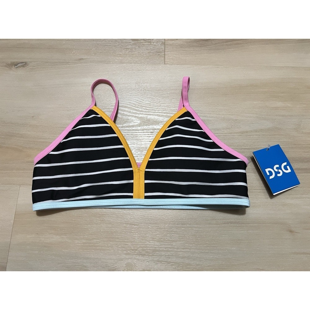 Girls DSG Swim Top Multicolor Large Sanibel Stripe Bound Bikini‎
